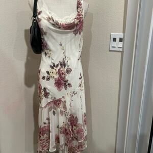 Dressbarn white and pink floral dress. Size large